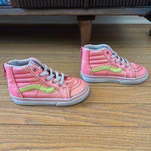 Vans Sk8 Hi tops Pink Neon Glitter Toddler Sneaker